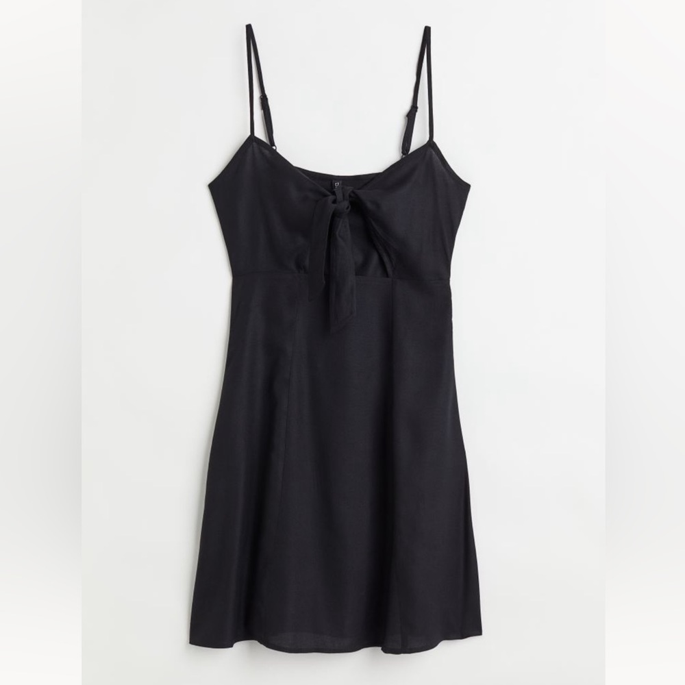 H&M DIVIDED Black Tie-detail Cut-out Dress NWT Size M